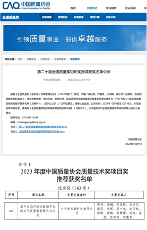 【能力提升年】大数据公司下属天融科技公司荣获2023年度中国质量协会质量手艺优异奖